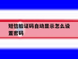短信验证码自动显示怎么设置密码