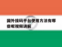 国外接码平台使用方法有哪些呢视频讲解