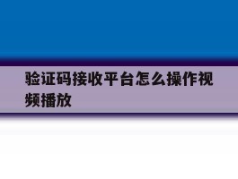 验证码接收平台怎么操作视频播放