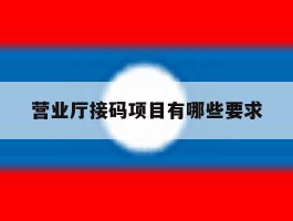 营业厅接码项目有哪些要求