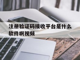 注册验证码接收平台是什么软件啊视频