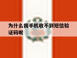 为什么我手机收不到短信验证码呢