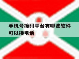 手机号接码平台有哪些软件可以接电话