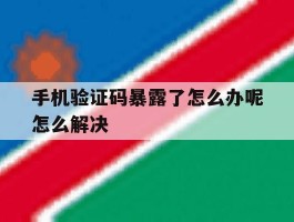 手机验证码暴露了怎么办呢怎么解决