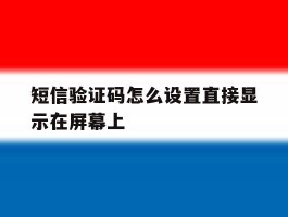 短信验证码怎么设置直接显示在屏幕上