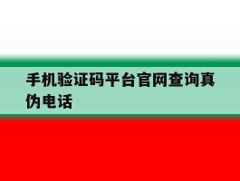 手机验证码平台官网查询真伪电话