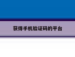 获得手机验证码的平台