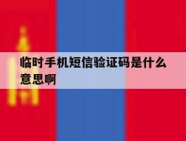 临时手机短信验证码是什么意思啊