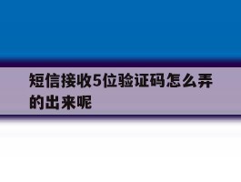 短信接收5位验证码怎么弄的出来呢