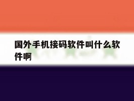 国外手机接码软件叫什么软件啊