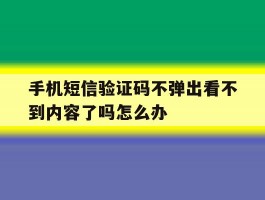 手机短信验证码不弹出看不到内容了吗怎么办