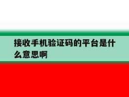 接收手机验证码的平台是什么意思啊