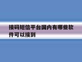 接码短信平台国内有哪些软件可以接到