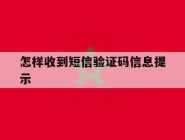 怎样收到短信验证码信息提示
