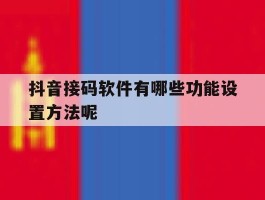 抖音接码软件有哪些功能设置方法呢