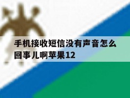 手机接收短信没有声音怎么回事儿啊苹果12的简单介绍