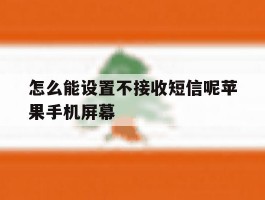 怎么能设置不接收短信呢苹果手机屏幕