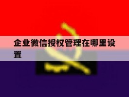 企业微信授权管理在哪里设置
