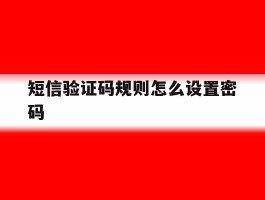 短信验证码规则怎么设置密码