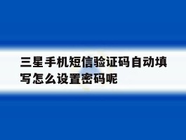 三星手机短信验证码自动填写怎么设置密码呢