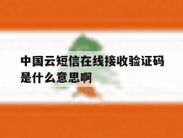 中国云短信在线接收验证码是什么意思啊的简单介绍