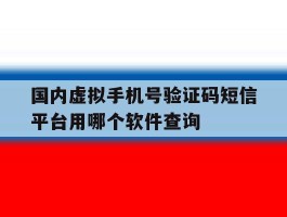 包含国内虚拟手机号验证码短信平台用哪个软件查询的词条