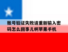 账号验证失败请重新输入密码怎么回事儿啊苹果手机的简单介绍