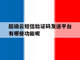 超级云短信验证码发送平台有哪些功能呢的简单介绍