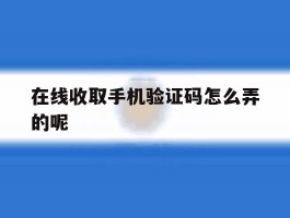 在线收取手机验证码怎么弄的呢
