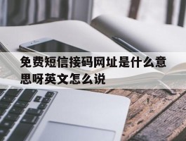 免费短信接码网址是什么意思呀英文怎么说的简单介绍
