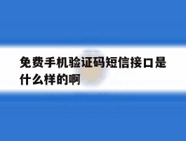 免费手机验证码短信接口是什么样的啊