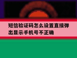 包含短信验证码怎么设置直接弹出显示手机号不正确的词条