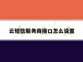 云短信服务商接口怎么设置