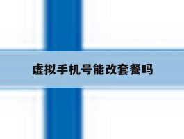 虚拟手机号能改套餐吗