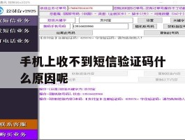 手机上收不到短信验证码什么原因呢