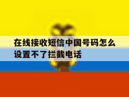 在线接收短信中国号码怎么设置不了拦截电话