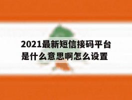 2021最新短信接码平台是什么意思啊怎么设置