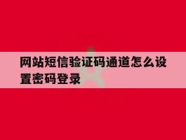 网站短信验证码通道怎么设置密码登录