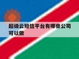 超级云短信平台有哪些公司可以做