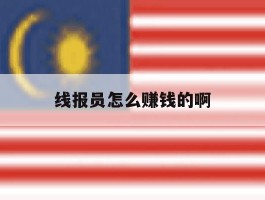 线报员怎么赚钱的啊