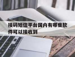接码短信平台国内有哪些软件可以接收到