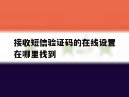接收短信验证码的在线设置在哪里找到