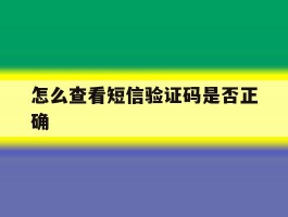 怎么查看短信验证码是否正确