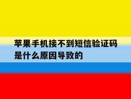 苹果手机接不到短信验证码是什么原因导致的