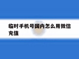 临时手机号国内怎么用微信充值