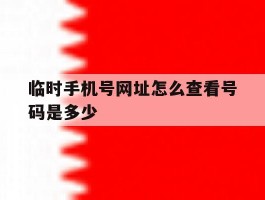 临时手机号网址怎么查看号码是多少