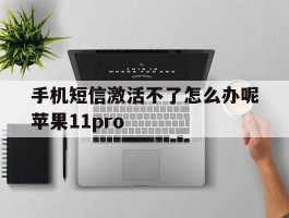 手机短信激活不了怎么办呢苹果11pro的简单介绍