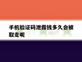 手机验证码泄露钱多久会被取走呢