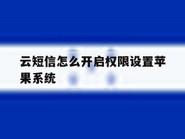 包含云短信怎么开启权限设置苹果系统的词条