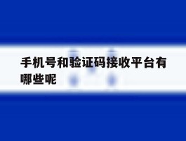 手机号和验证码接收平台有哪些呢